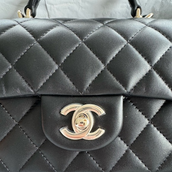 Chanel Black Mini Flap Bag with Top Handle - Picture 5 of 8